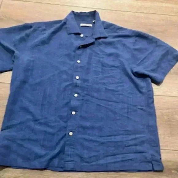 Batek Bay Blue Tone On Tone Short Sleeve Hawaiian Shirt Button‎ Front Mens Sz XL - Picture 1 of 12
